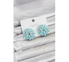 Buz Mavisi Renk Kristal Taşlı Çiçek Model Kadın Küpe TJ-BKP11918