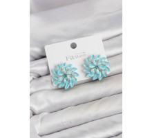 Buz Mavisi Renk Kristal Taşlı Çiçek Model Kadın Küpe TJ-BKP11918