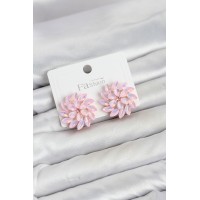 Pembe Renk Kristal Taşlı Çiçek Model Kadın Küpe TJ-BKP11919