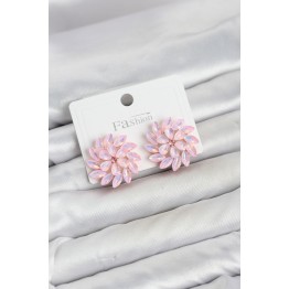 Pembe Renk Kristal Taşlı Çiçek Model Kadın Küpe TJ-BKP11919