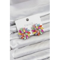 Karışık Renk Kristal Taşlı Çiçek Model Kadın Küpe TJ-BKP11920