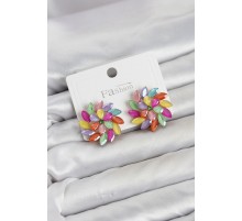 Karışık Renk Kristal Taşlı Çiçek Model Kadın Küpe TJ-BKP11920