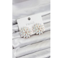 Beyaz Renk Kristal Taşlı Çiçek Model Kadın Küpe TJ-BKP11921
