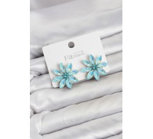 Buz Mavisi Renk Kristal Taşlı Lotus Çiçek Model Kadın Küpe TJ-BKP11922