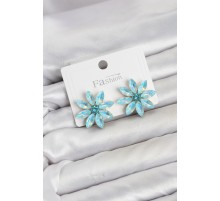 Buz Mavisi Renk Kristal Taşlı Lotus Çiçek Model Kadın Küpe TJ-BKP11922