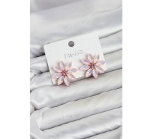 Pembe Renk Kristal Taşlı Lotus Çiçek Model Kadın Küpe TJ-BKP11923