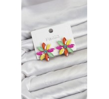 Karışık Renk Kristal Taşlı Lotus Çiçek Model Kadın Küpe TJ-BKP11924