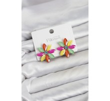 Karışık Renk Kristal Taşlı Lotus Çiçek Model Kadın Küpe TJ-BKP11924