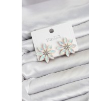 Beyaz Renk Kristal Taşlı Lotus Çiçek Model Kadın Küpe TJ-BKP11925