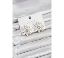 Beyaz Renk Kristal Taşlı Lotus Çiçek Model Kadın Küpe TJ-BKP11925