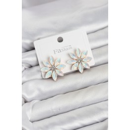 Beyaz Renk Kristal Taşlı Lotus Çiçek Model Kadın Küpe TJ-BKP11925