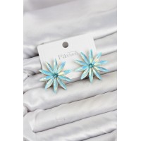 Buz Mavisi Kristal Taşlı Lotus Model Kadın Küpe TJ-BKP11926