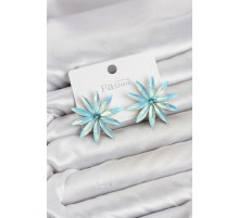 Buz Mavisi Kristal Taşlı Lotus Model Kadın Küpe TJ-BKP11926