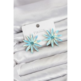 Buz Mavisi Kristal Taşlı Lotus Model Kadın Küpe TJ-BKP11926