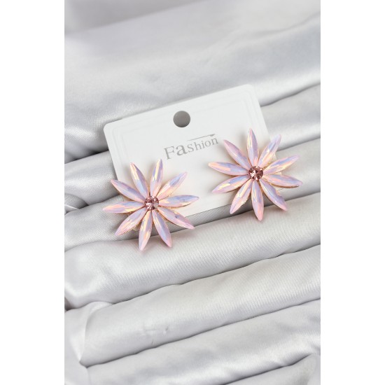 Pembe Kristal Taşlı Lotus Model Kadın Küpe TJ-BKP11927