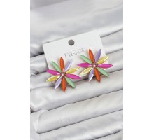 Karışık Renk Kristal Taşlı Lotus Model Kadın Küpe TJ-BKP11928