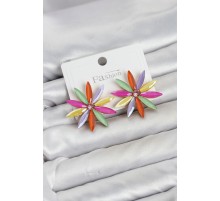 Karışık Renk Kristal Taşlı Lotus Model Kadın Küpe TJ-BKP11928