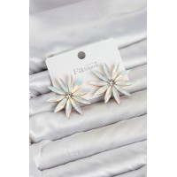Beyaz Renk Kristal Taşlı Lotus Model Kadın Küpe TJ-BKP11929
