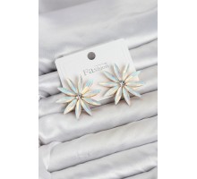 Beyaz Renk Kristal Taşlı Lotus Model Kadın Küpe TJ-BKP11929