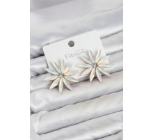 Beyaz Renk Kristal Taşlı Lotus Model Kadın Küpe TJ-BKP11929