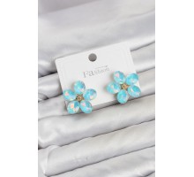 Buz Mavisi Renk Kristal Taşlı Çiçek Model Kadın Küpe TJ-BKP11930