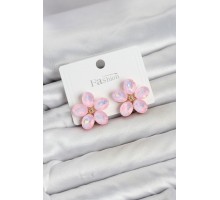 Pembe Renk Kristal Taşlı Çiçek Model Kadın Küpe TJ-BKP11931