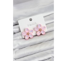 Pembe Renk Kristal Taşlı Çiçek Model Kadın Küpe TJ-BKP11931