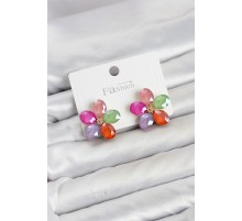 Karışık Renk Kristal Taşlı Çiçek Model Kadın Küpe TJ-BKP11932