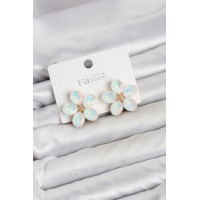 Beyaz Renk Kristal Taşlı Çiçek Model Kadın Küpe TJ-BKP11933