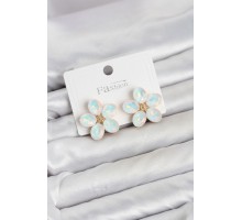 Beyaz Renk Kristal Taşlı Çiçek Model Kadın Küpe TJ-BKP11933