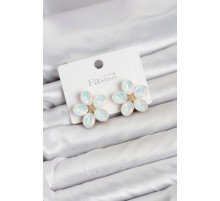 Beyaz Renk Kristal Taşlı Çiçek Model Kadın Küpe TJ-BKP11933