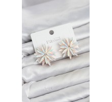Lotus Model Beyaz Renk Kristal Taşlı Kadın Küpe TJ-BKP11937