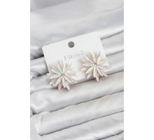 Lotus Model Beyaz Renk Kristal Taşlı Kadın Küpe TJ-BKP11937