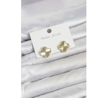Gold Renk Pirinç Yonca Model Kadın Küpe TJ-BKP11938