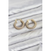 Gold Renk Full Zirkon Taşlı Halka Kadın Küpe TJ-BKP11940