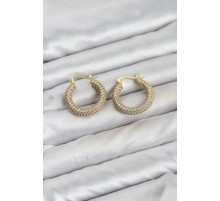Gold Renk Full Zirkon Taşlı Halka Kadın Küpe TJ-BKP11940