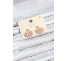 Pembe Zirkon Taşlı Gold Swan Kuğu Model Kadın Küpe TJ-BKP11942