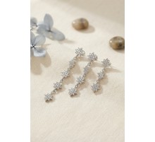 3 lü Set Küpe Gümüş Renk Kutup Yıldızı Detaylı TJ-BKP11947