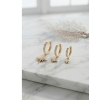 Gold Renk Kutup Yıldız Model 3 lü Küpe Seti TJ-BKP11952