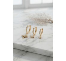 Gold Renk Kutup Yıldız Model 3 lü Küpe Seti TJ-BKP11952