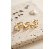 3 lü Set Çiçek Model Gold Renk Kadın Küpe TJ-BKP11960