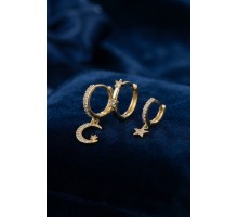 3 lü Ay ve Yıldız Model Gold Renk Set Küpe TJ-BKP11962