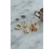 3 lü Set Gold Renk Çiçek Model Küpe TJ-BKP11964