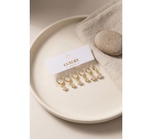 Yıldız Zirkon Taşlı Gold Renk Pirinç Set Küpe TJ-BKP11992