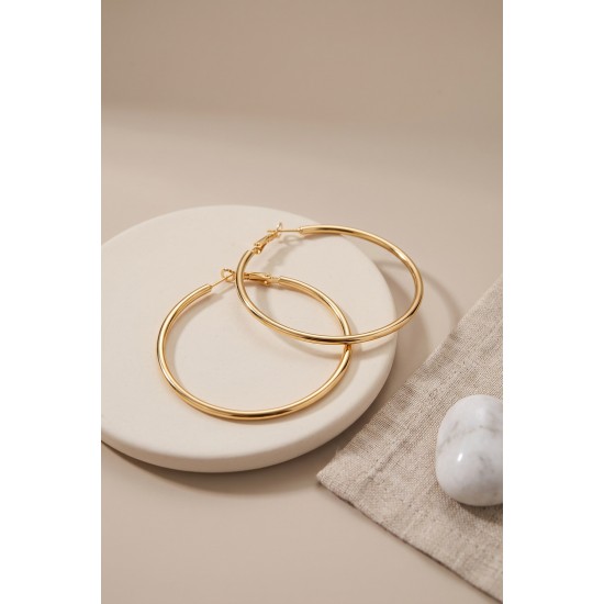 316L Çelik Gold Renk 46 mm Halka Küpe TJ-BKP12008