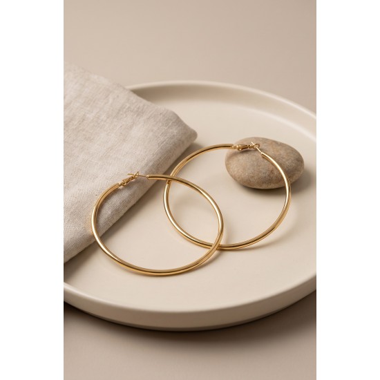 316L Çelik Gold Renk 66 mm Halka Küpe TJ-BKP12010