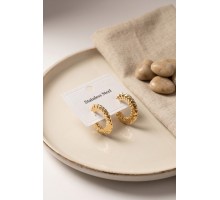 316L Çelik Gold Renk Yarım Halka Model Küpe TJ-BKP12017