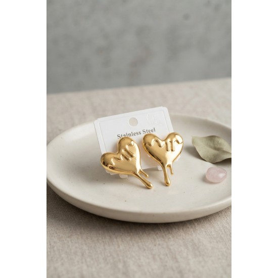 316L Çelik Gold Renk Melting Heart Model Küpe TJ-BKP12020