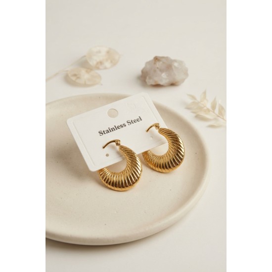 316L Çelik Gold Renk Halka Model Küpe TJ-BKP12021