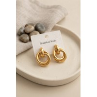 316L Çelik Gold Renk Halka Model Küpe TJ-BKP12023